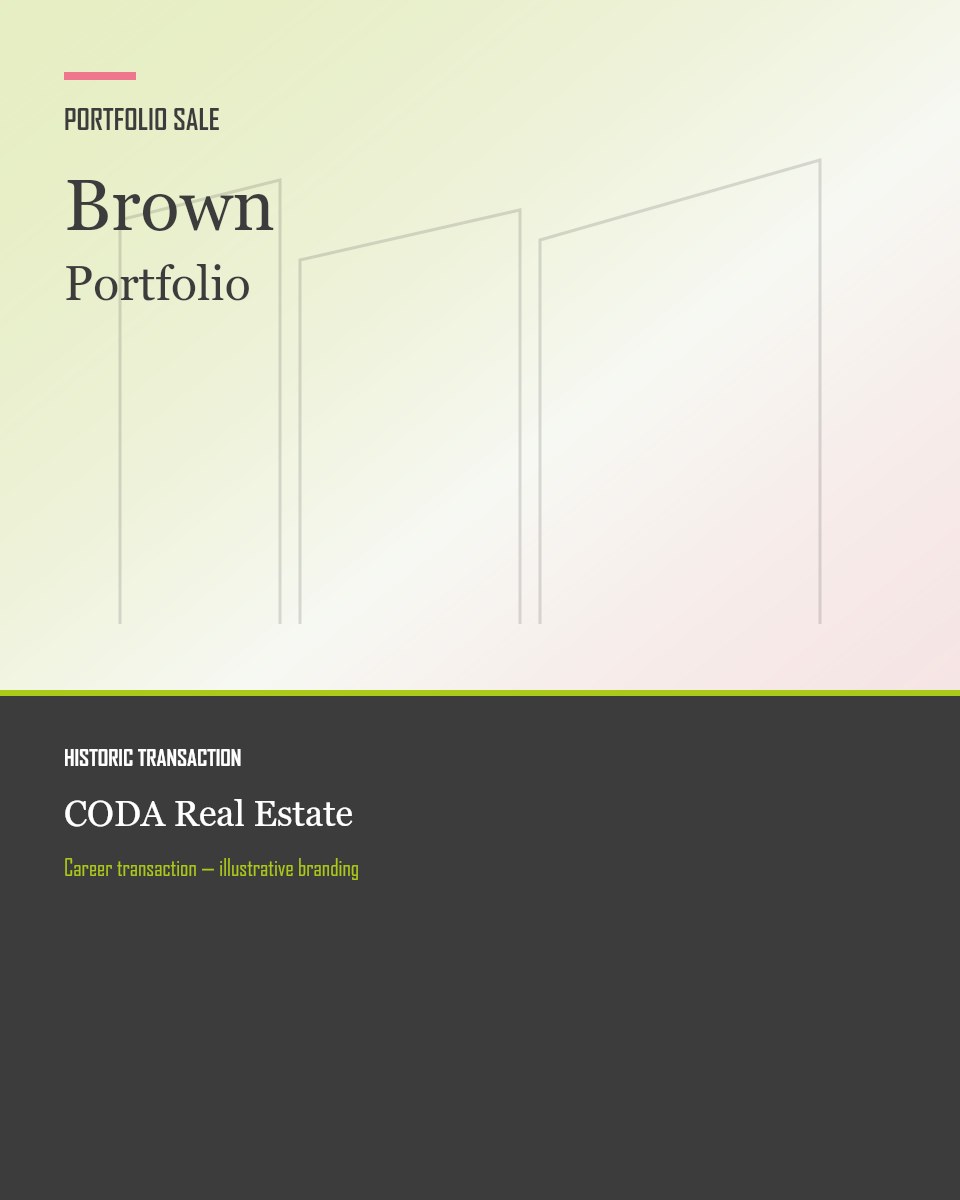 Branded visual for the Brown Portfolio historic transaction