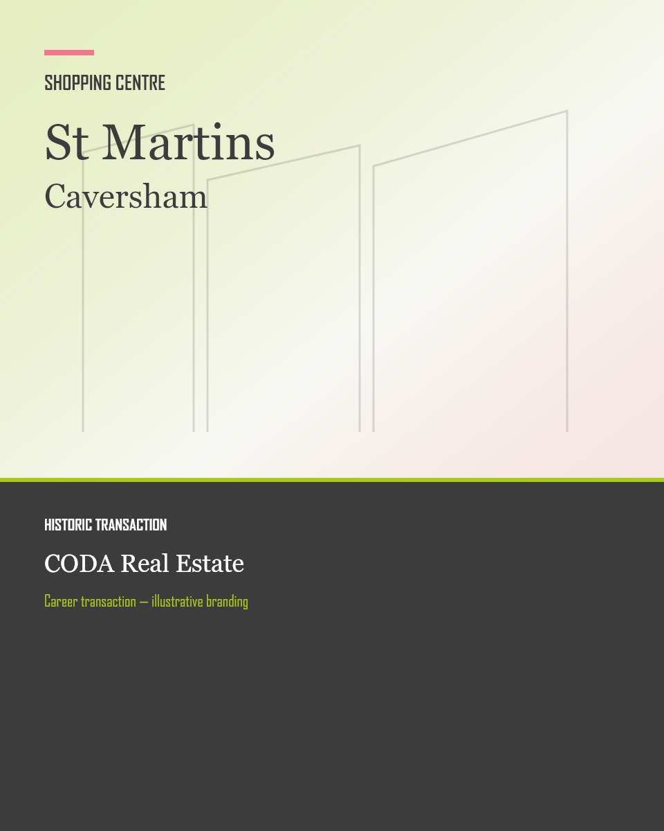 Branded visual for St Martins Shopping Centre, Caversham historic transaction